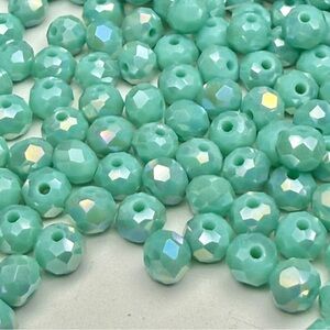 NEW AB Milk Mint Green Crystal Glass Briolette Beads DIY JEWELRY MAKING BULK LOT
